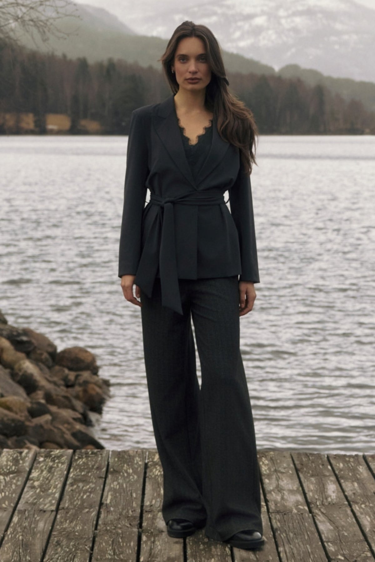 Lady Day Chelsea tweed broek in donkergrijs, model L14.301.3639