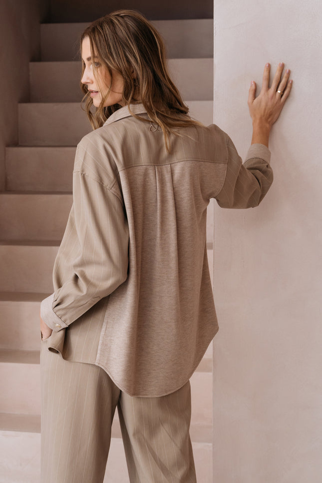 Blouse Pure Pinstripe Dark Sand