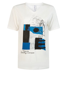 Zoso T-shirt lindsy white strong blue 242 Stretchshop.nl