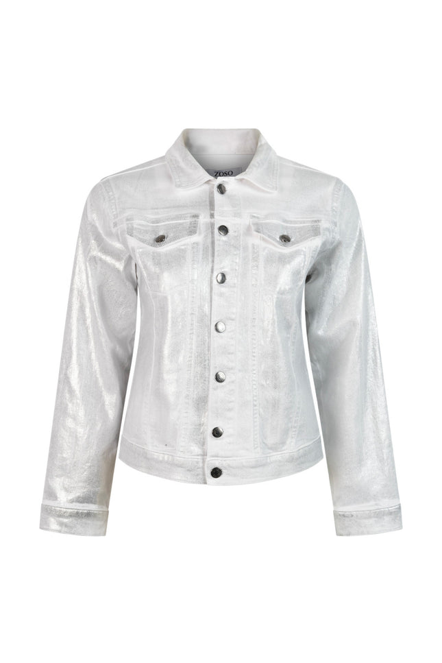 Jacket coated jeans white wendy242