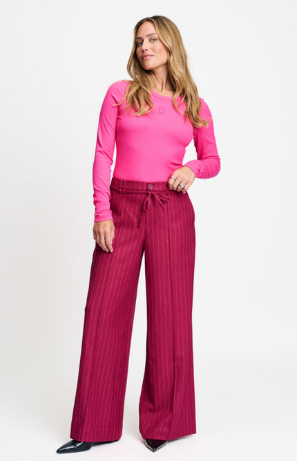 Broek Jess Striped Burgundy Red SP9756