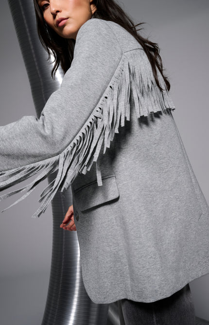 Blazer Met Franjes Grey Melange D509L