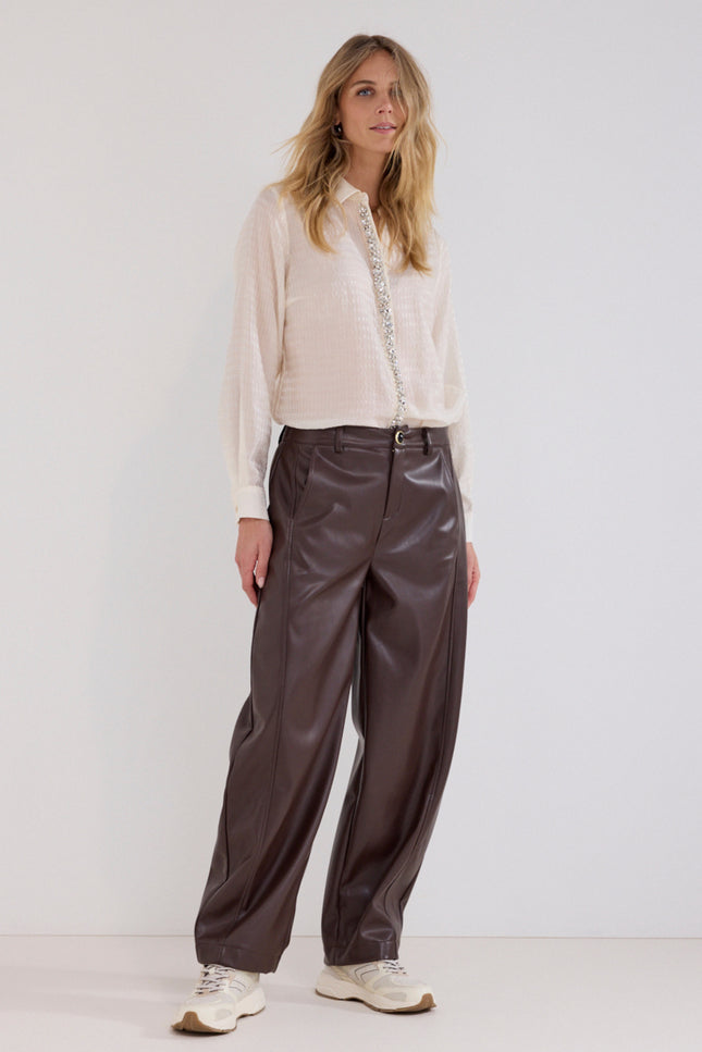 Broek Barrel Fit Pu Chocolate C07-21-102