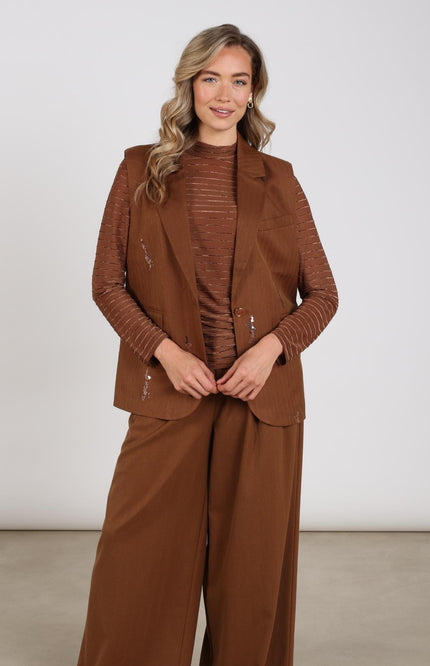 Gilet Chlo Paillet Espresso NKF08045