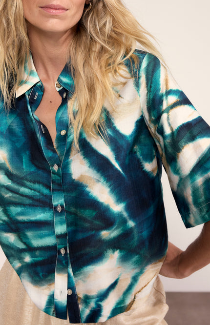 Tramontana Blouse Botanique Print Blues C05-20-301 3 Stretchshop.nl
