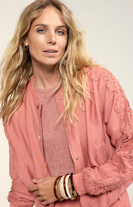 Tramontana Jacket Lace Detailed Dusty Rose C04-20-801 3 Stretchshop.nl
