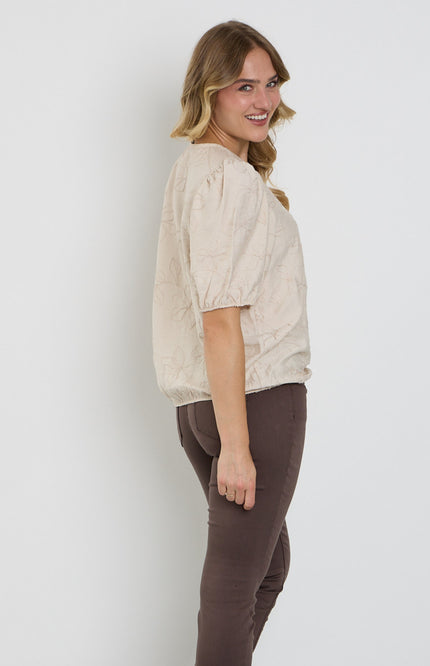 Blouse Bloemborduur Zand 127612