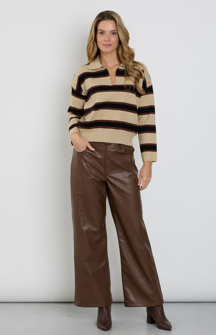 Broek Milano Vegan Leather Chestnut 202882