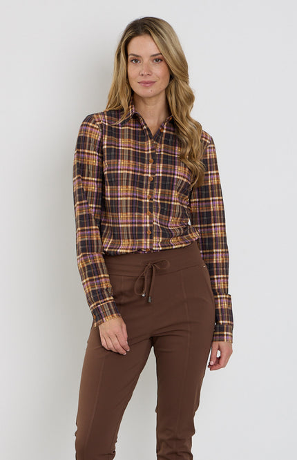 Travel Blouse Check Print Winter Purple 60840