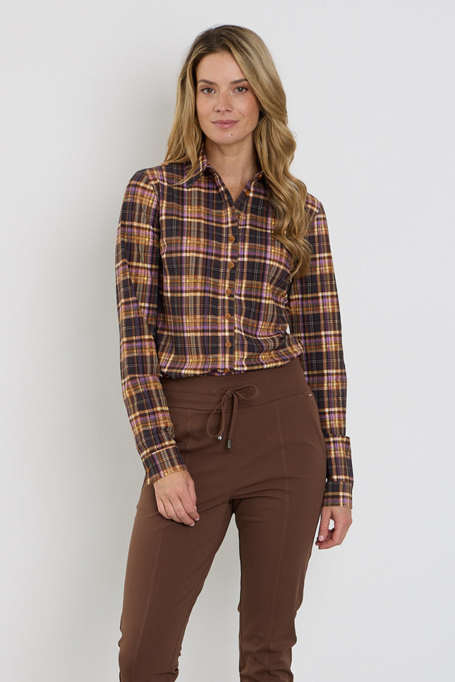 Travel Blouse Check Print Winter Purple 60840