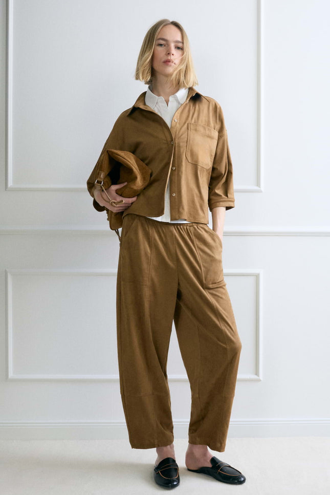 Broek Myha Barrel Velours Ginger Bread