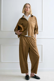 Velours broek Myha Barrel van Opus in Ginger Bread kleur, met comfortabele pasvorm en stijlvolle details.