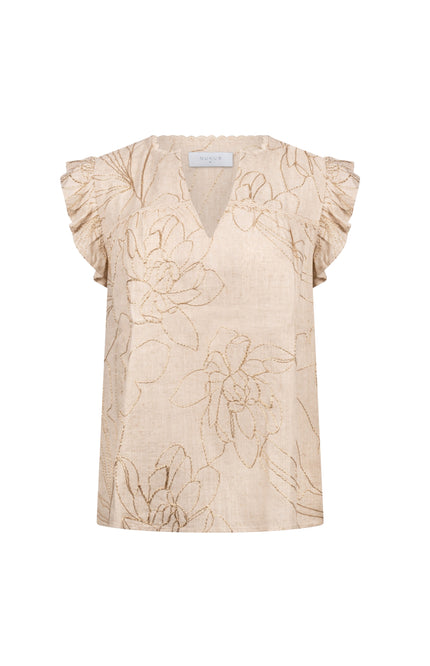 Nukus Top Lori Embroidery Sand NKS01118 Stretchshop.nl