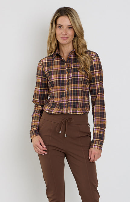 Travel Blouse Check Print Winter Purple 60840