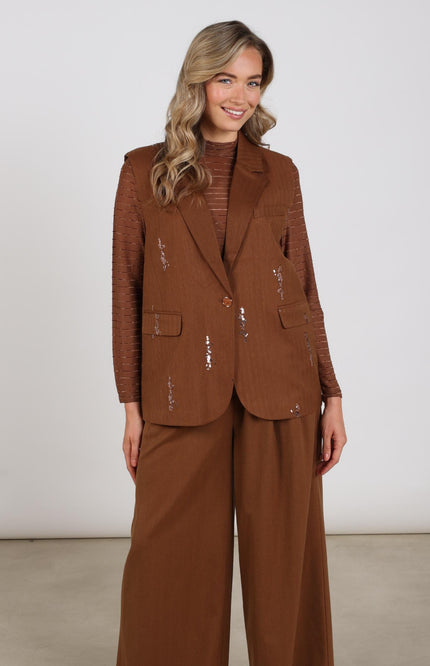 Gilet Chlo Paillet Espresso NKF08045
