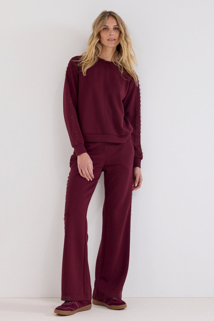 Tramontana technische sweatbroek met tunnelkoord en laces in de kleur granaat, casual en sportief comfort voor heren