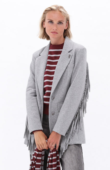 Blazer Met Franjes Grey Melange D509L