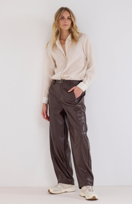 Broek Barrel Fit Pu Chocolate C07-21-102