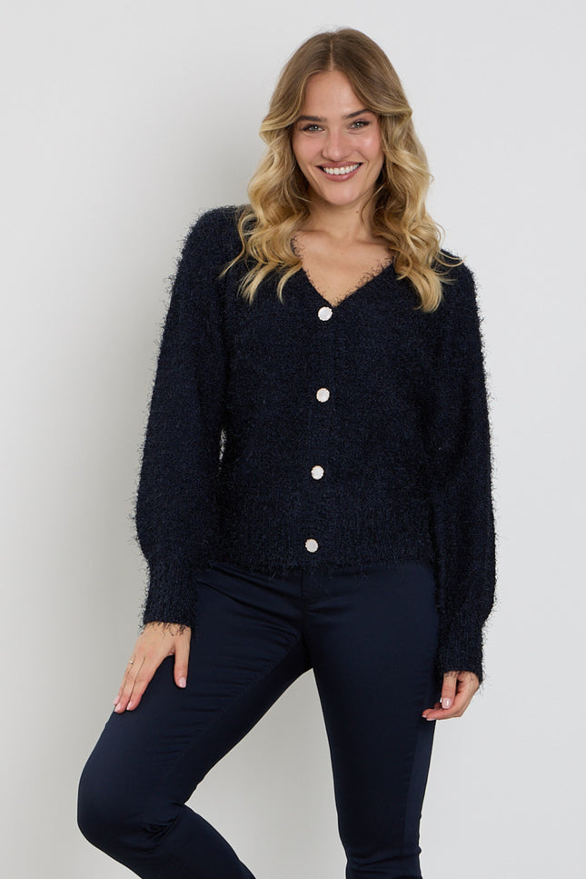 Vest V-hals Fluffy Navy 426493