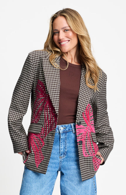 Blazer Laurie Bow Check Brown SP9726