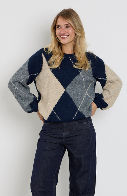 Sweater Argyle Indigo SRB5067