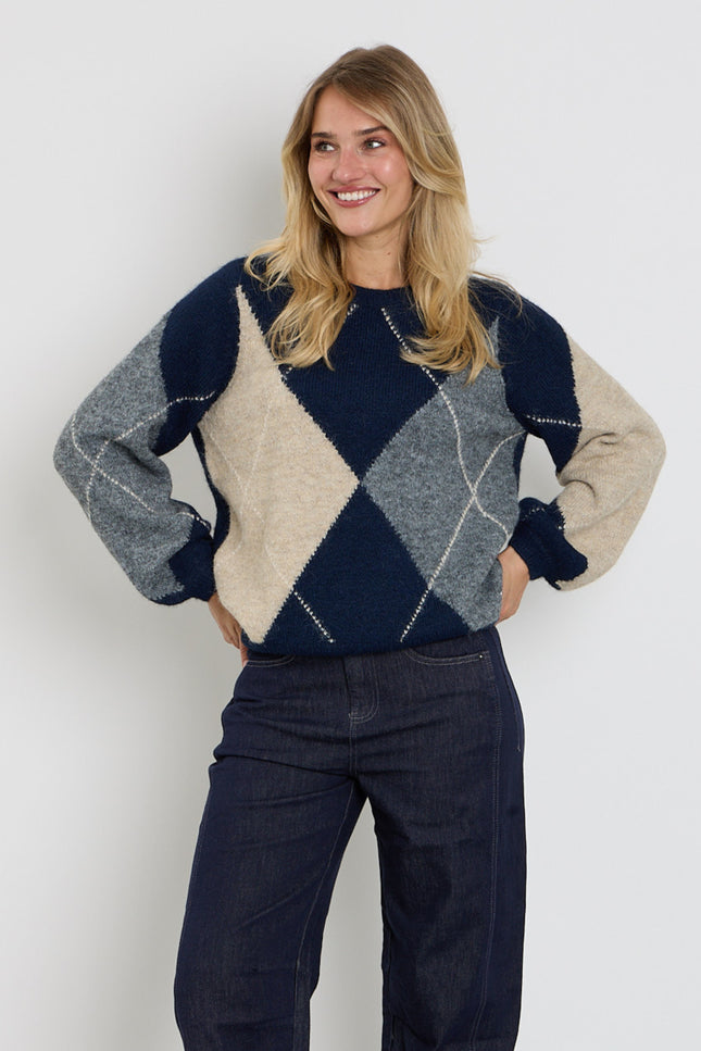 Sweater Argyle Indigo SRB5067