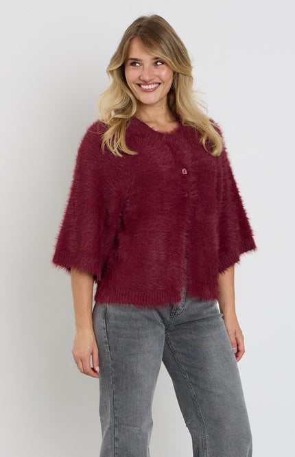 Vest Fuzzy Poncho Dark Berry SRB5034
