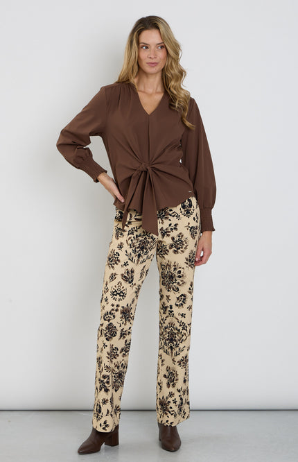 Heavy Travel Broek Flowers Print Ornamental Sand 202624