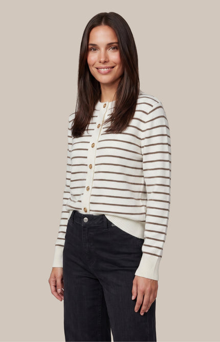 Sweater Eibhlín Knitting Wool White Dark Earth