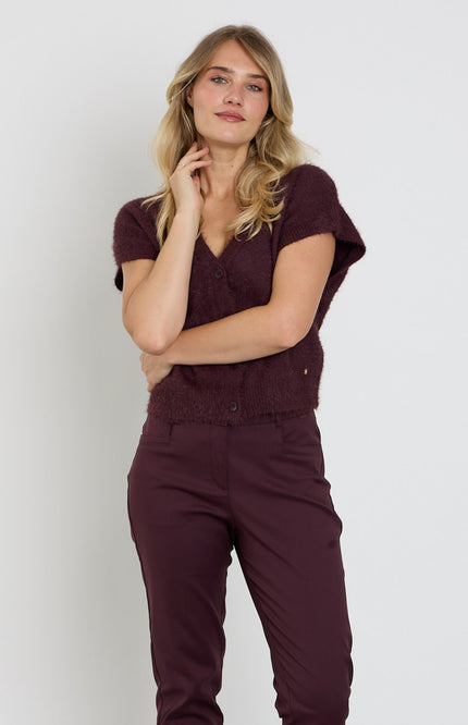 Top Sleeveless Fuzzy Burgundy SRB5116