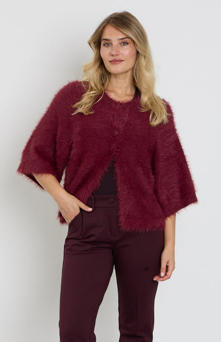Vest Fuzzy Poncho Dark Berry SRB5034