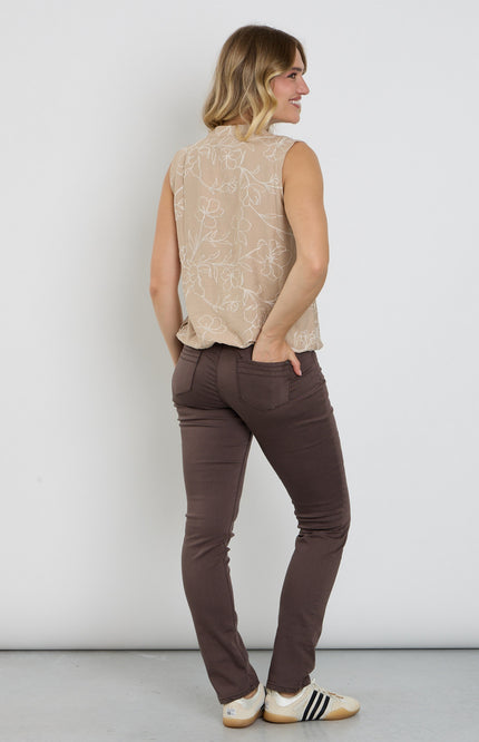 Broek 5 Pocket Donkerbruin 927049