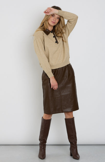Rok Vegan Leather Woven Texture Chestnut 202921