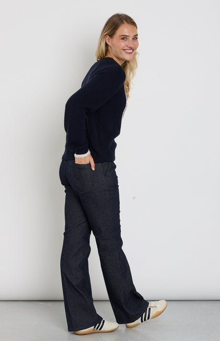 Broek Bibette Herringbone Dark Blue SRB5172 L33
