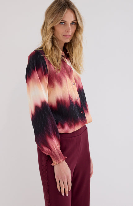 Blouse Autumn Tie Dye Print Pomegranate C19-21-301