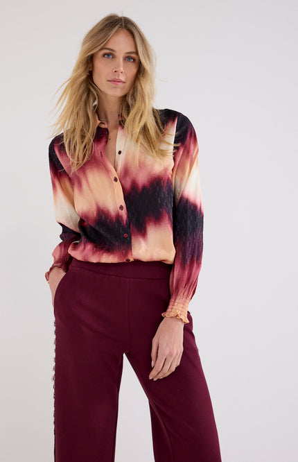 Blouse Autumn Tie Dye Print Pomegranate C19-21-301