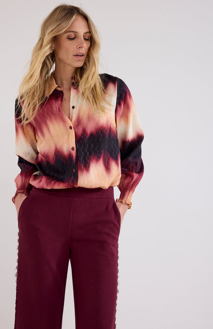 Blouse Autumn Tie Dye Print Pomegranate C19-21-301