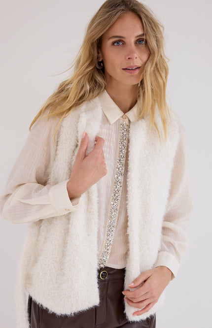 Blouse Strass Placket Snow C24-21-301