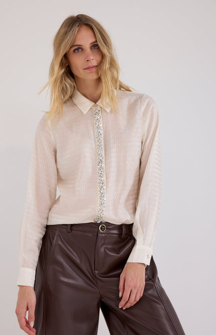 Blouse Strass Placket Snow C24-21-301