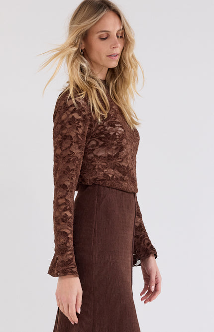 Top Velvet Stretch Lace Chocolate C65-21-401