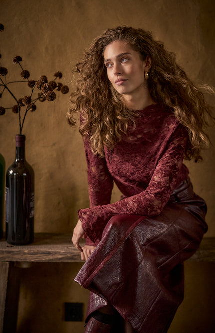 Top Velvet Stretch Lace Pomegranate C65-21-401