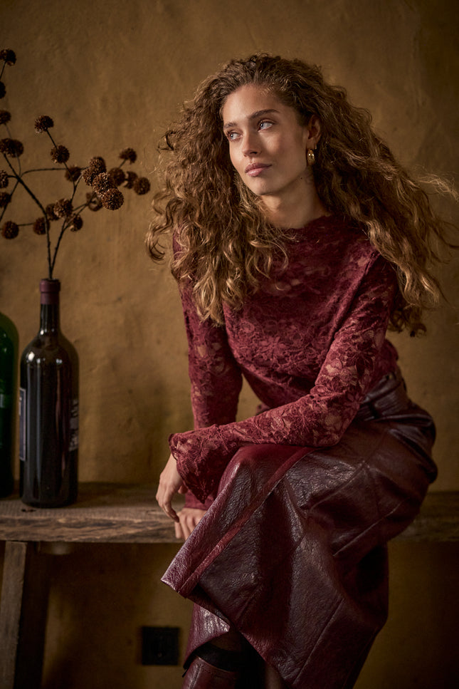 Top Velvet Stretch Lace Pomegranate C65-21-401