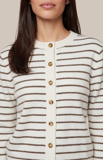Sweater Eibhlín Knitting Wool White Dark Earth