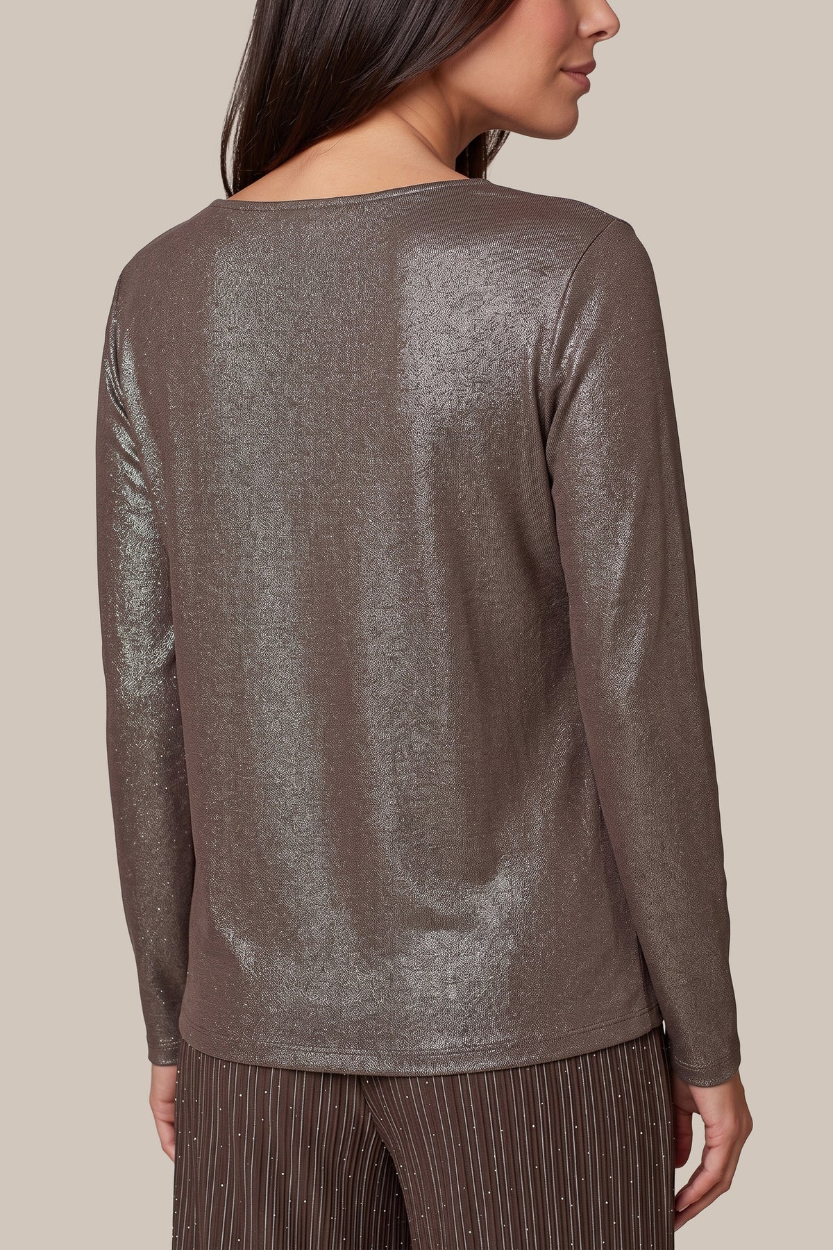 G-maxx Top Nuala Dark Earth, stijlvolle dames top met ronde hals en lange mouwen, casual en comfortabel in donkere aardetinten