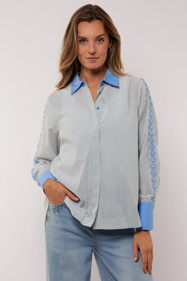 Blouse Lucille Offwhite Celestial Blue