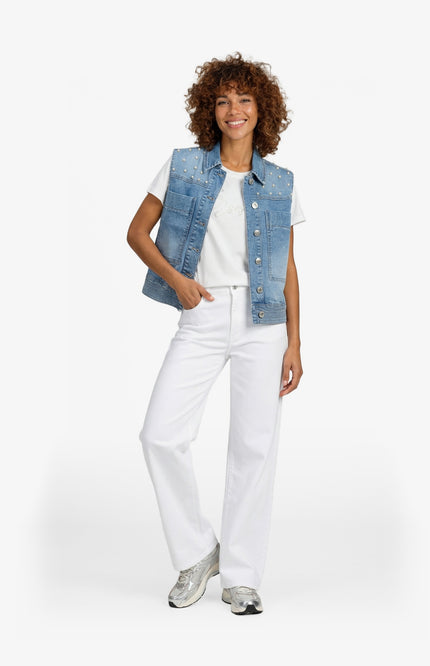 G-maxx Gilet Ferelith Denim Light Blue Stretchshop.nl