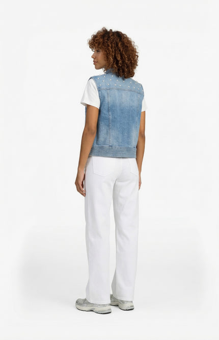 G-maxx Gilet Ferelith Denim Light Blue Stretchshop.nl