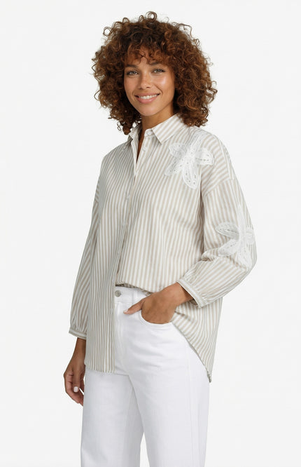 G-maxx Blouse Lumi Offwhite Nude Oat Stretchshop.nl