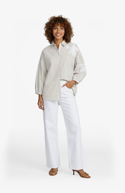 G-maxx Blouse Lumi Offwhite Nude Oat Stretchshop.nl