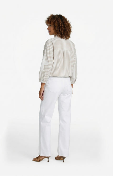 G-maxx Blouse Lumi Offwhite Nude Oat Stretchshop.nl